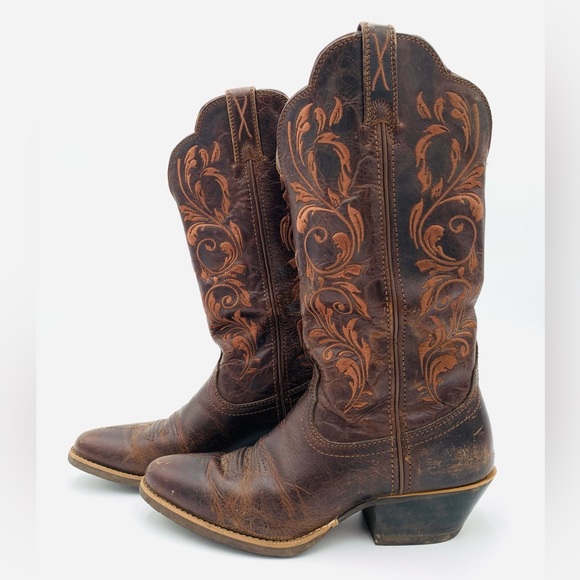 TWISTED X⚡️Embossed “Chocolate Brown” Leather Cowboy Boots - Picture 3 of 16